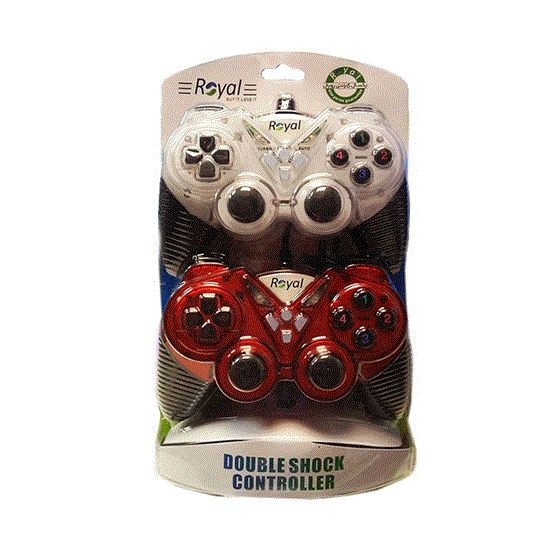 Picture of دسته بازی دوبل شوکدار سفید و قرمز رویال PC